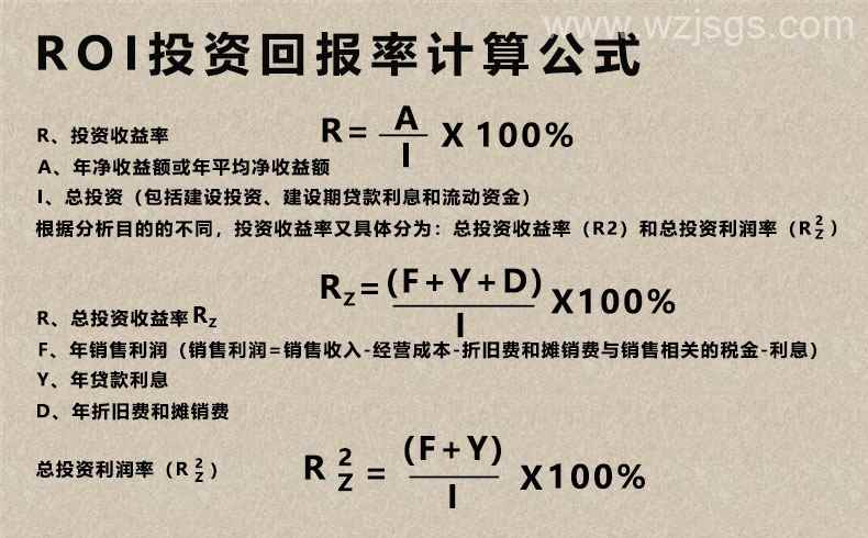 ROI投资回报率计算公式